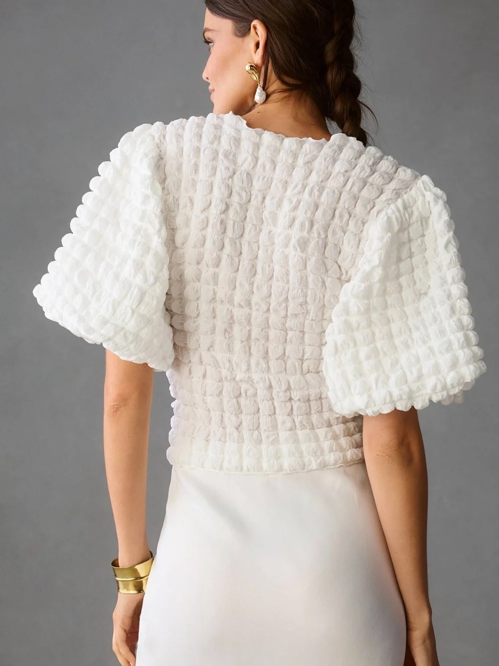 Eli + Ali Textured Puff-SleeveTop